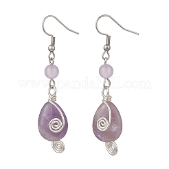 Natural Amethyst Teardrop Dangle Earrings&nbsp;EJEW-JE06719