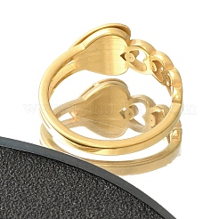 Textured Heart 304 Stainless Steel Finger Ring for Women&nbsp;RJEW-L126-14B-G