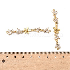 Brass Pave Clear Cubic Zirconia Connector Charms&nbsp;X-KK-Z139-12G-03