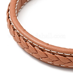Cowhide Braided Flat Cord Bracelet with 304 Stainless Steel Magnetic Clasps&nbsp;BJEW-H552-01P-02