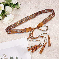 Bohemian Imitation Leather Tassel Wrap Chain Belts&nbsp;AJEW-WH20033-096AS-C