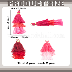 6Pcs 3 Colors Cotton Tassel Big Pendant Decoration&nbsp;FIND-LP0003-03