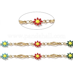 Ion Plating(IP) Golden 304 Stainless Steel Flower & Rhombus Link Chains&nbsp;CHS-D036-01G-01