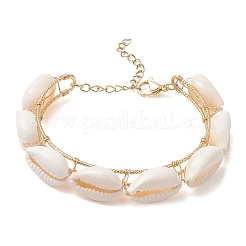 Brass & Spiral Shell Bangles for Women&nbsp;BJEW-TA00747