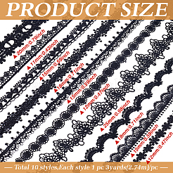 30Yards 10 Styles Polyester Lace Trim&nbsp;OCOR-MA0001-76B