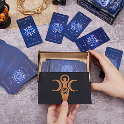 1Pc Rectangle Engraved Wooden Tarot Storage Boxes with Slider Lid for Divination&nbsp;CON-DC0001-17B