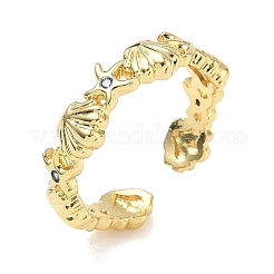 304 Stainless Steel Cubic Zirconia Cuff Open Rings for Women&nbsp;RJEW-Z122-02G-06