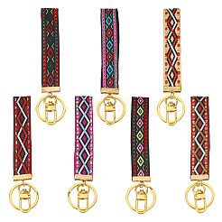 7Pcs Vintage Polyester Ribbon Keychain&nbsp;KEYC-TAC00047