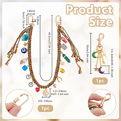 2Pcs Glass & Ceramics & Alloy Enamel Pendant Decorations and Keychains&nbsp;HJEW-OC00349