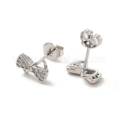 Clear Cubic Zirconia Bowknot Stud Earrings&nbsp;EJEW-F301-17