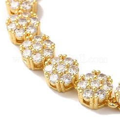 Rack Plating Brass Pave Cubic Zirconia Flower Link Chain Bracelets for Women&nbsp;BJEW-A018-03G-03