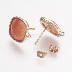 Brass Micro Pave Cubic Zirconia Stud Earring Findings&nbsp;ZIRC-G123-02G-B