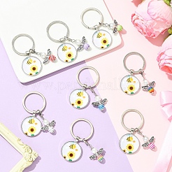 3Pcs Glass Pearl & Resin & Alloy Glass Keychains&nbsp;KEYC-YW00227-01