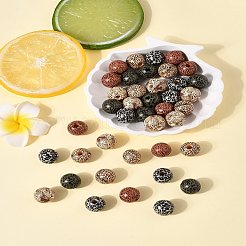 40Pcs 5 Colors Printed Schima Wood Beads&nbsp;WOOD-FS0001-47