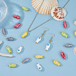 20Pcs 5 Colors Evil Eye Fish Shaped Glazed Porcelain Pendants&nbsp;PALLOY-HS00036