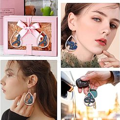 20Pcs 4 Styles Printed Animal Wood Big Pendants&nbsp;WOOD-CJ0001-70