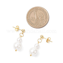 Shell Pearl Round Beaded Necklaces & Stud Dangle Earrings Sets for Women&nbsp;SJEW-JS01349