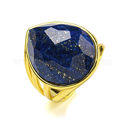 Teardrop Natural Gemstone Open Cuff Rings&nbsp;RJEW-C087-01G