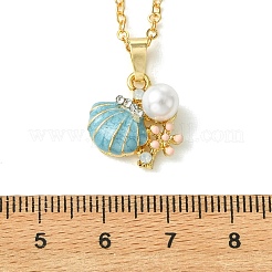 Summer Beach Alloy Enamel Sea Animal Pendant Brass Cable Chain Necklaces&nbsp;NJEW-JN06635