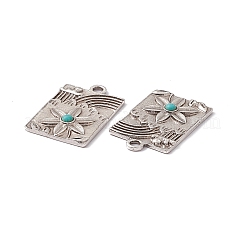 Synthetic Turquoise Half Round Pendants&nbsp;PALLOY-D013-25AS-B