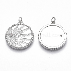 Brass Micro Pave Clear Cubic Zirconia Pendants&nbsp;KK-S356-008P-NF
