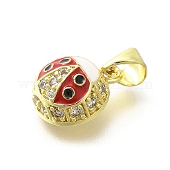 Brass Micro Pave Clear Cubic Zirconia Enamel Pendants&nbsp;KK-M297-05G