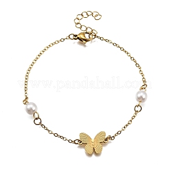 304 Stainless Steel Butterfly Link Bracelets&nbsp;BJEW-C098-01B-G