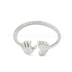 Footprint & Palm Brass Open Cuff Ring for Women&nbsp;LS-RJEW-A040-03P