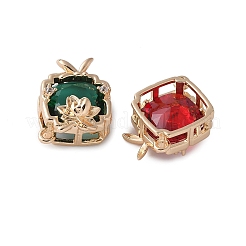 Brass Pave Glass Connector Charms&nbsp;KK-D355-04G