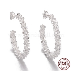 925 Sterling Silver Half Hoop Earrings&nbsp;EJEW-F265-07S