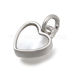 Brass & Natural Shell Heart Charms&nbsp;KK-D431-025B-01P