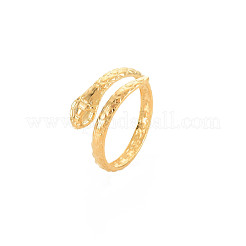 Ion Plating(IP) 304 Stainless Steel Snake Wrap Open Cuff Ring for Women&nbsp;RJEW-S405-218G