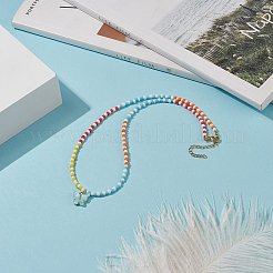 Resin Butterfly Pendant Necklaces&nbsp;NJEW-JN04154