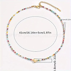 Bohemian 304 Stainless Steel Heart Faceted Colorful Glass Beaded Necklaces for Women&nbsp;JD8300