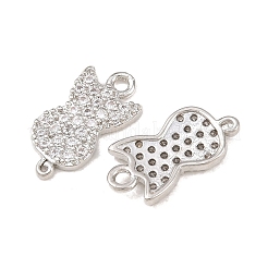 Brass Micro Pave Clear Cubic Zirconia Connector Charms&nbsp;KK-B167-11P