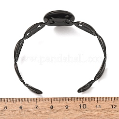 304 Stainless Steel Coffee Bean Chain Cuff Bracelet Blanks with Flat Round Bezel Settings&nbsp;SA-CBA4160-02C-EB