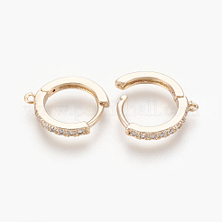 Brass Micro Pave Cubic Zirconia Huggie Hoop Earring Findings&nbsp;LS-KK-O112-13LG