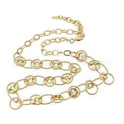 Brass Textured Rind Link Chain Necklaces&nbsp;NJEW-L013-06G