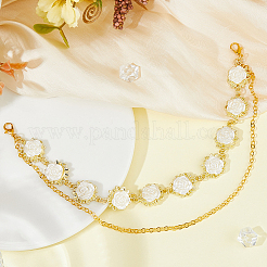 Alloy with Plastic Pearl and Brass Boot Strap Chains&nbsp;HJEW-HS00060