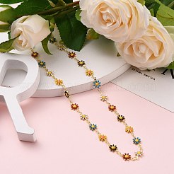 Daisy Link Chain Necklaces & Bracelets Jewelry Sets&nbsp;SJEW-JS01138-01