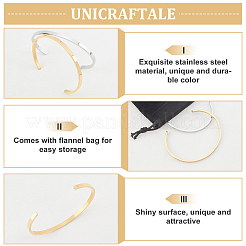 2Pcs 2 Colors 304 Stainless Steel Cuff Bangles&nbsp;BJEW-UN0001-26