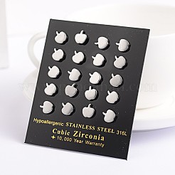 Non-Tarnish Apple 304 Stainless Steel Ear Studs&nbsp;X-EJEW-F0075-049P