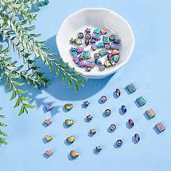 60Pcs 6 Style Rack Plating Rainbow Color Alloy Beads&nbsp;FIND-BC0002-74