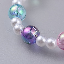 Transparent Acrylic Imitated Pearl  Stretch Kids Bracelets&nbsp;BJEW-JB04575-05
