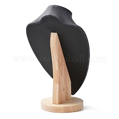 Velvet Bust Necklace Display Stands with Wooden Base&nbsp;ODIS-Q041-02C-02