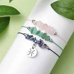 3Pcs Constellations Adjustable Nylon Cord Braided Bead Bracelets for Women Men&nbsp;BJEW-JB11325-12