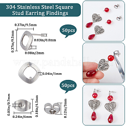 50Pcs 304 Stainless Steel Stud Earring Findings&nbsp;STAS-SC0006-51