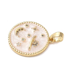 Brass Micro Pave Cubic Zirconia Pendants&nbsp;KK-P334-24G-02