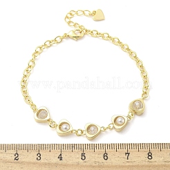 Brass Micro Pave Clear Cubic Zirconia Charm Bracelets for Women&nbsp;BJEW-C083-09G