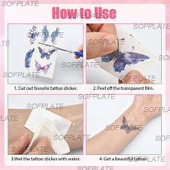 10 Sheets 10 Colors Butterfly Pattern Glitter Body Art Tattoos&nbsp;AJEW-SP0002-80